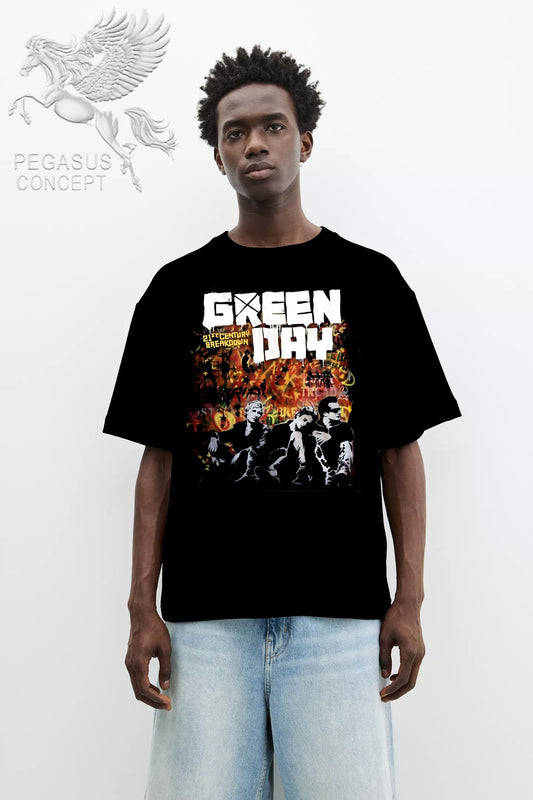 Μπλούζα μακό Premium ποιότητας σε χρώμα μαύρο με τύπωμα Green Day