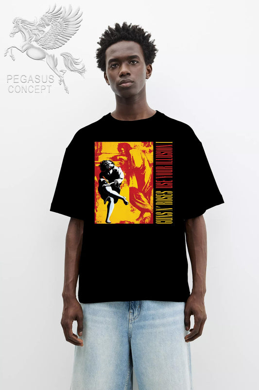 Μπλούζα μακό Premium ποιότητας σε χρώμα μαύρο με τύπωμα Guns N'Roses