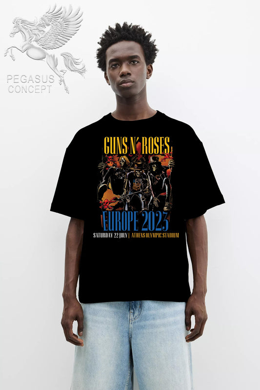 Μπλούζα μακό Premium ποιότητας σε χρώμα μαύρο με τύπωμα Guns N'Roses