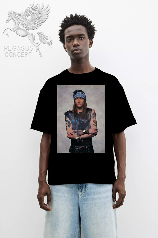 Μπλούζα μακό Premium ποιότητας σε χρώμα μαύρο με τύπωμα Guns N'Roses  Axel Rose