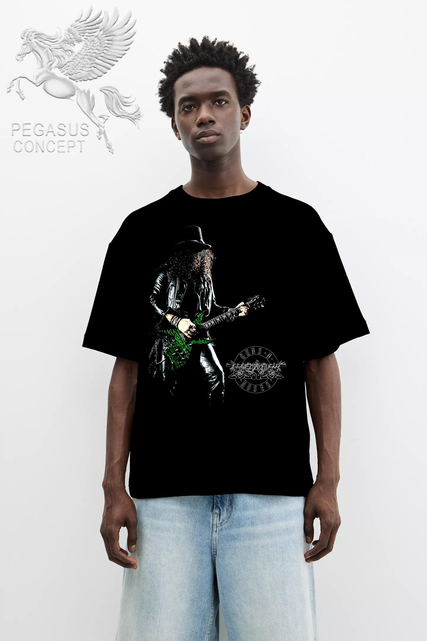 Μπλούζα μακό Premium ποιότητας σε χρώμα μαύρο με τύπωμα Guns N'Roses Slash