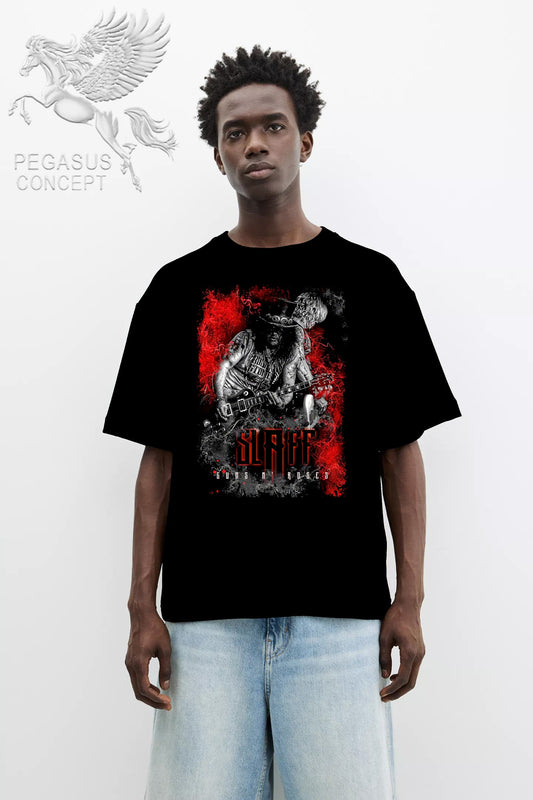 Μπλούζα μακό Premium ποιότητας σε χρώμα μαύρο με τύπωμα Guns N'Roses Slash