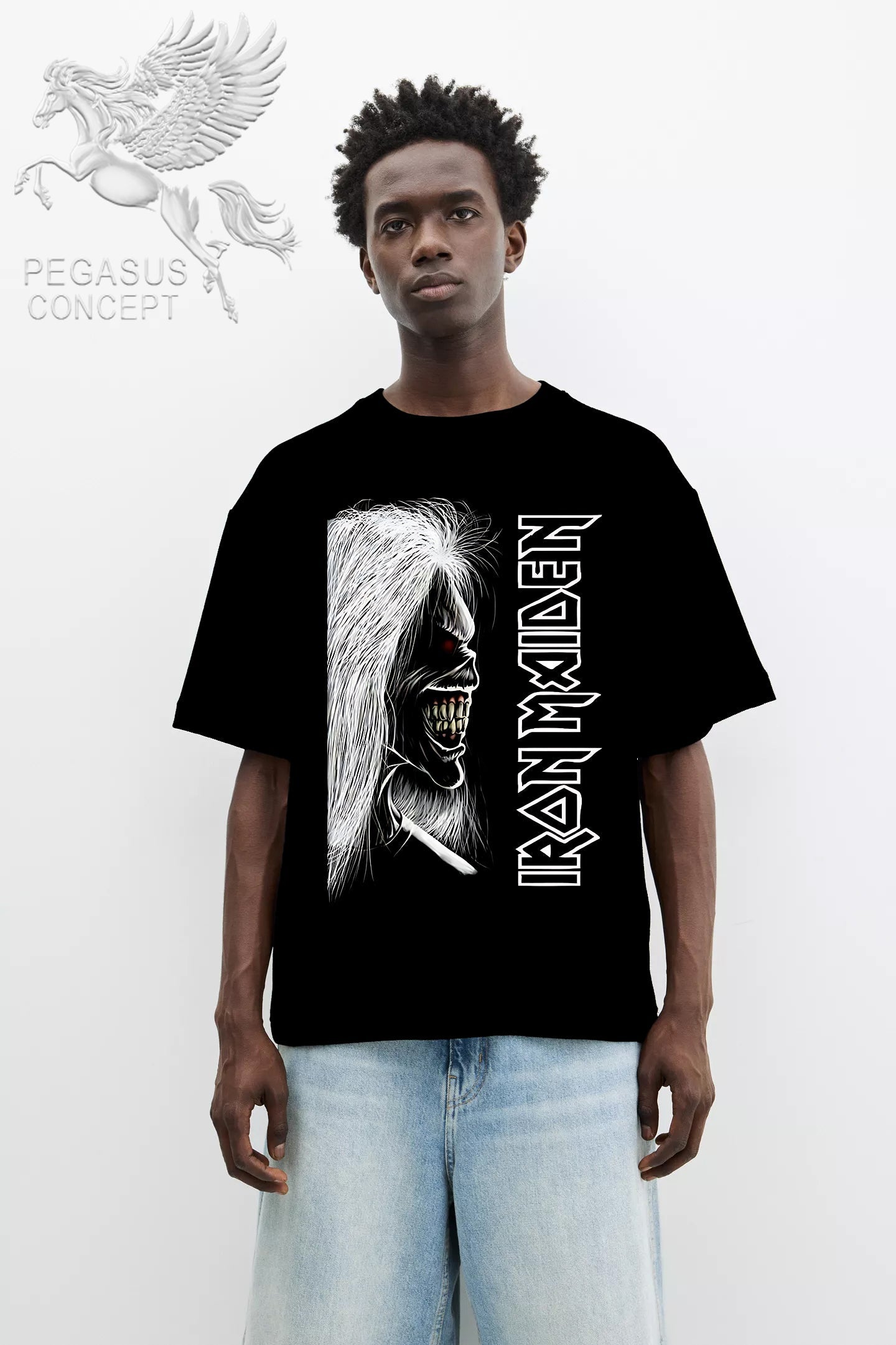 Μπλούζα μακό Premium ποιότητας σε χρώμα μαύρο με τύπωμα Maiden