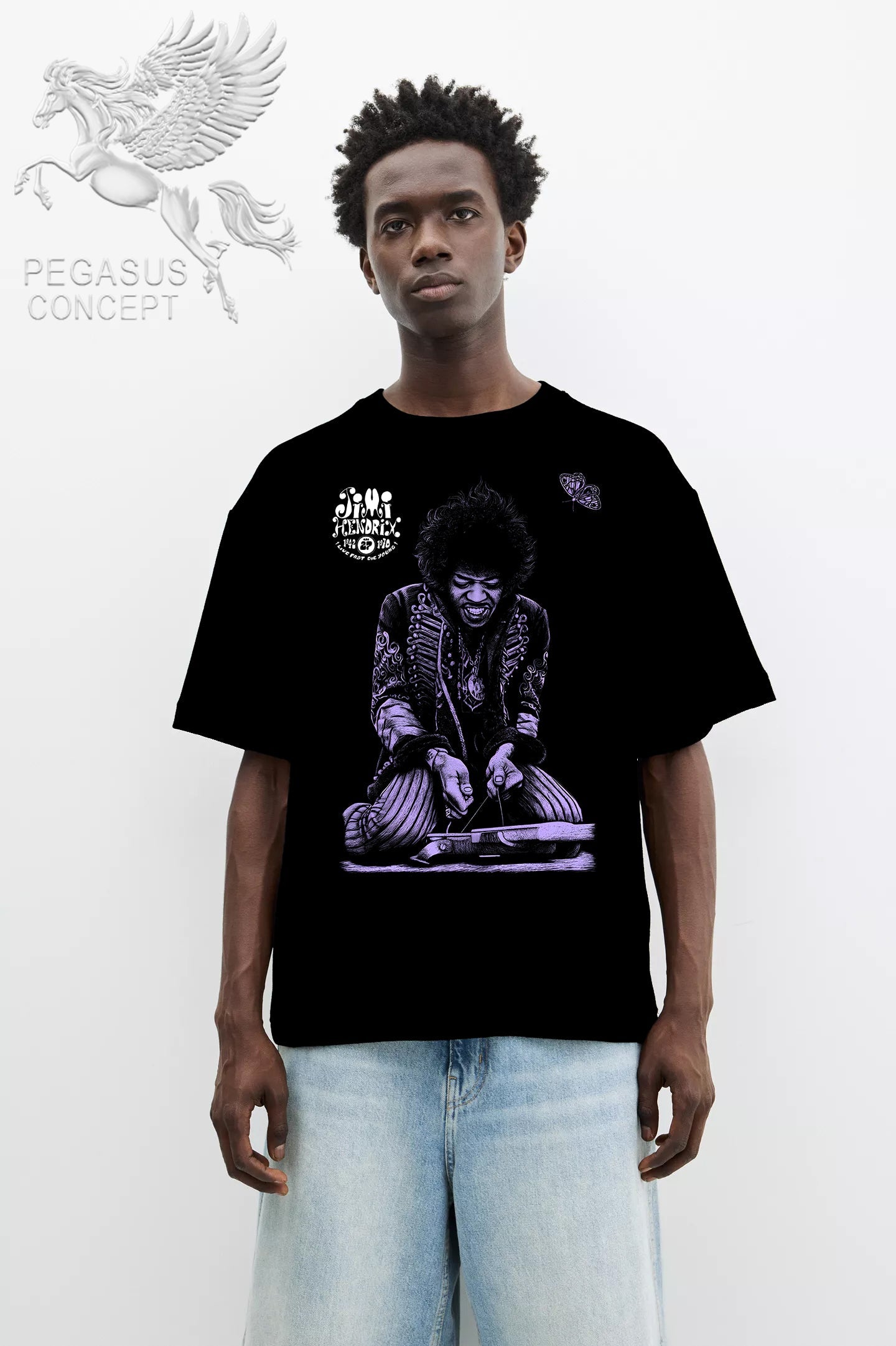 Μπλούζα μακό Premium ποιότητας σε χρώμα μαύρο με τύπωμα Jimmy Hedrix