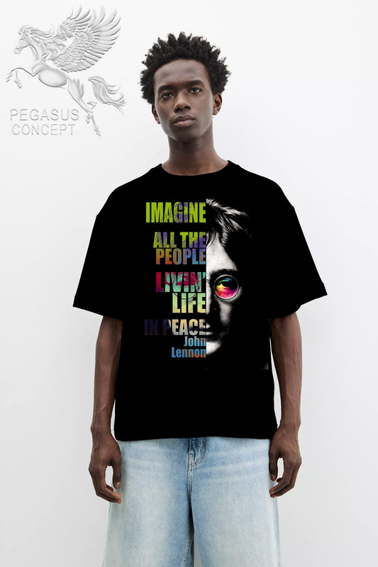 Μπλούζα μακό Premium ποιότητας σε χρώμα μαύρο με τύπωμα John Lenon