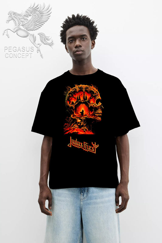 Μπλούζα μακό Premium ποιότητας σε χρώμα μαύρο με τύπωμα Judas Priest