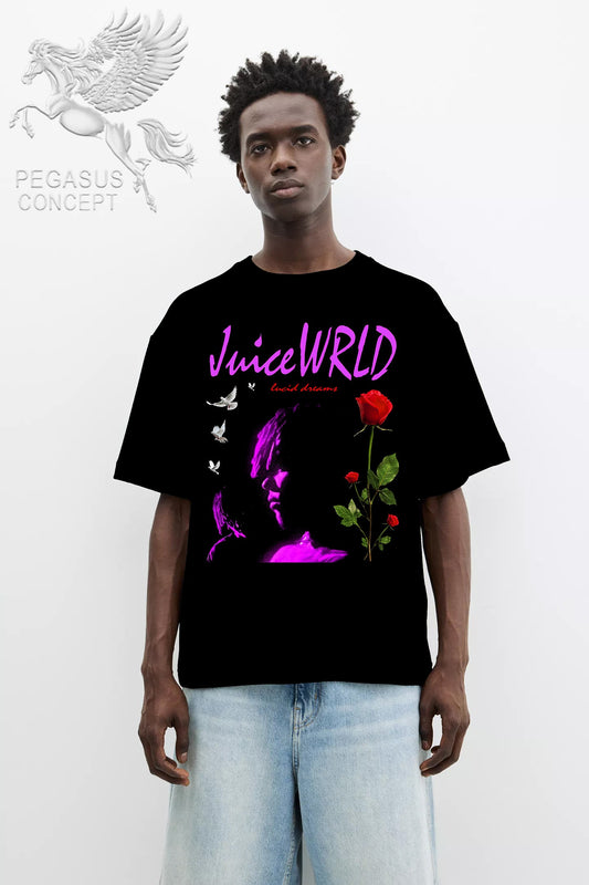 Μπλούζα μακό Premium ποιότητας σε χρώμα μαύρο με τύπωμα Juice Wrld