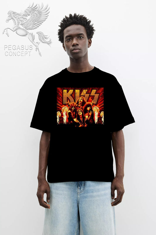 Μπλούζα μακό Premium ποιότητας σε χρώμα μαύρο με τύπωμα Kiss