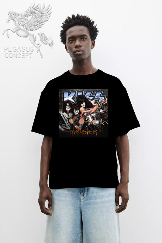 Μπλούζα μακό Premium ποιότητας σε χρώμα μαύρο με τύπωμα Kiss