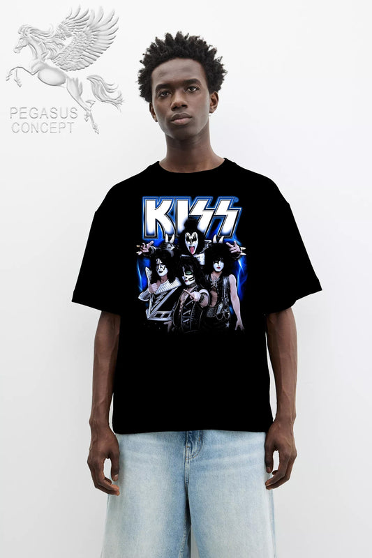 Μπλούζα μακό Premium ποιότητας σε χρώμα μαύρο με τύπωμα Kiss