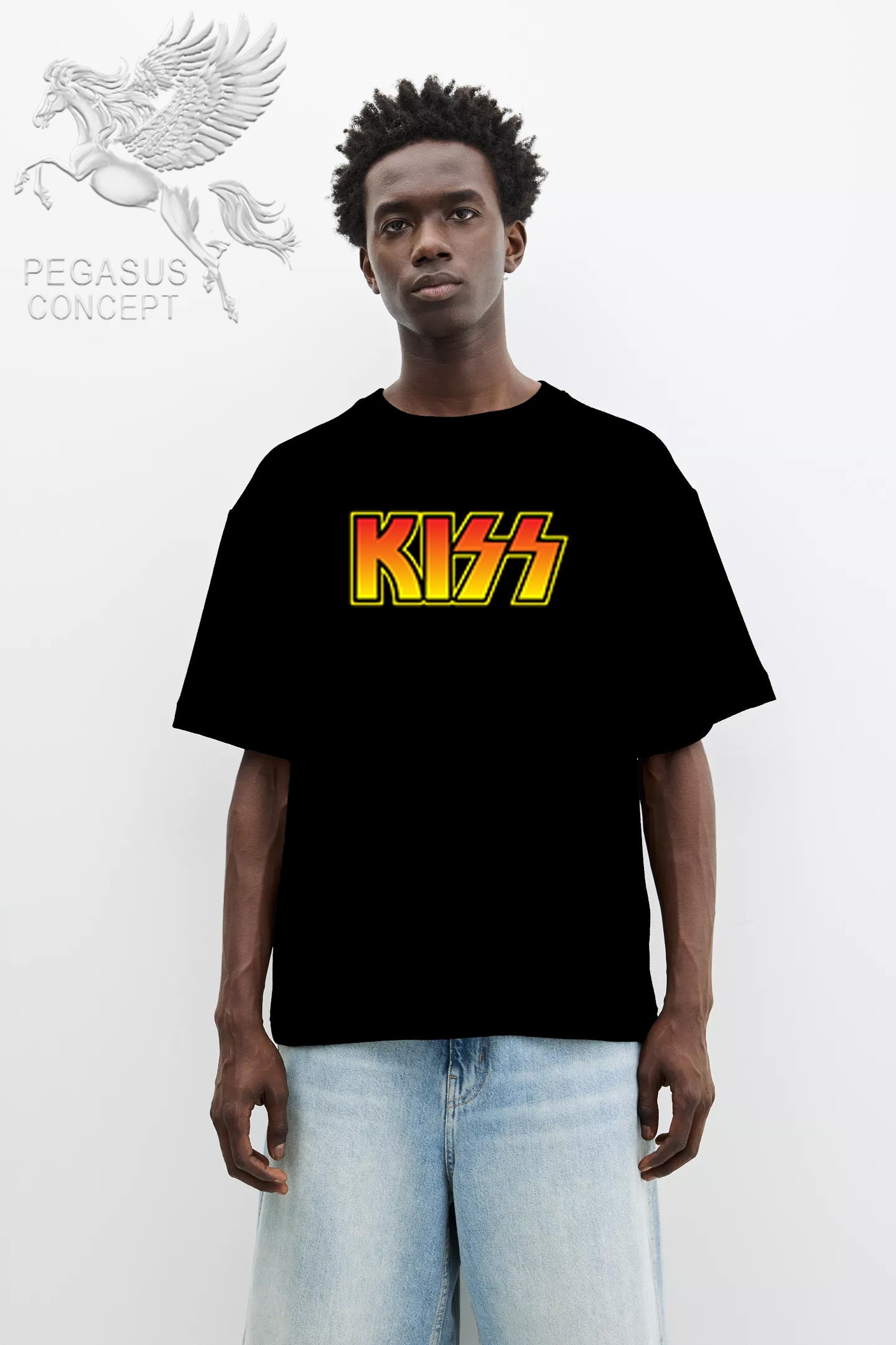 Μπλούζα μακό Premium ποιότητας σε χρώμα μαύρο με τύπωμα Kiss