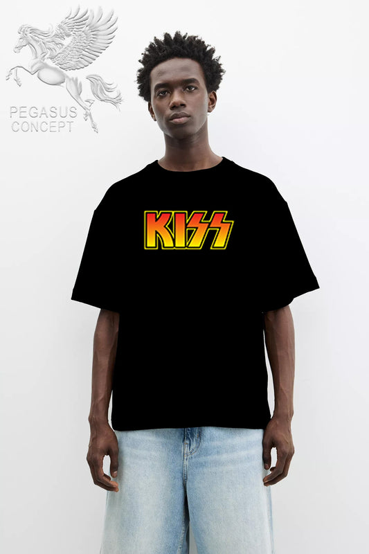 Μπλούζα μακό Premium ποιότητας σε χρώμα μαύρο με τύπωμα Kiss
