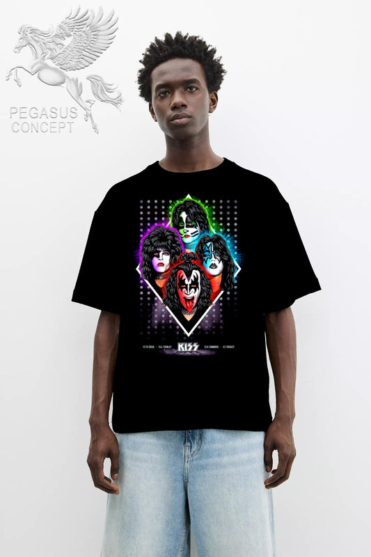 Μπλούζα μακό Premium ποιότητας σε χρώμα μαύρο με τύπωμα Kiss