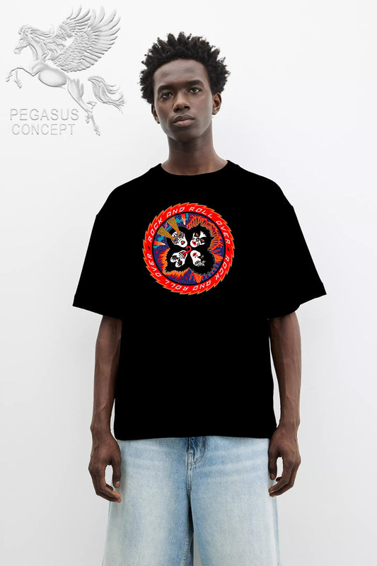 Μπλούζα μακό Premium ποιότητας σε χρώμα μαύρο με τύπωμα Kiss