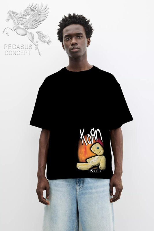 Μπλούζα μακό Premium ποιότητας σε χρώμα μαύρο με τύπωμα Korn