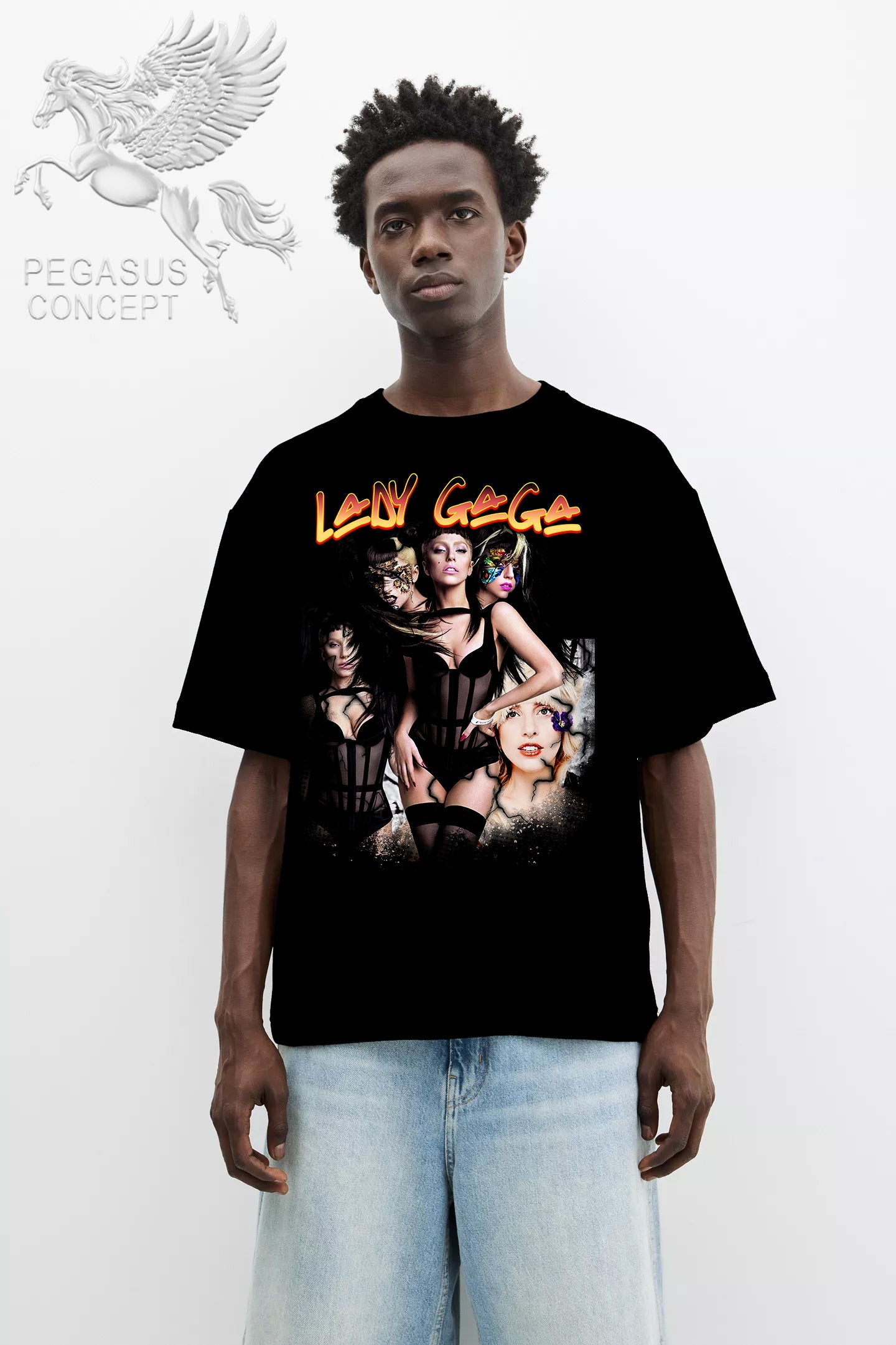 Μπλούζα μακό Premium ποιότητας σε χρώμα μαύρο με τύπωμα Lady Gaga