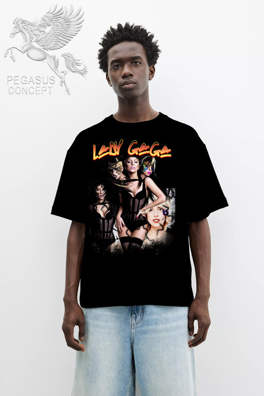 Μπλούζα μακό Premium ποιότητας σε χρώμα μαύρο με τύπωμα Lady Gaga