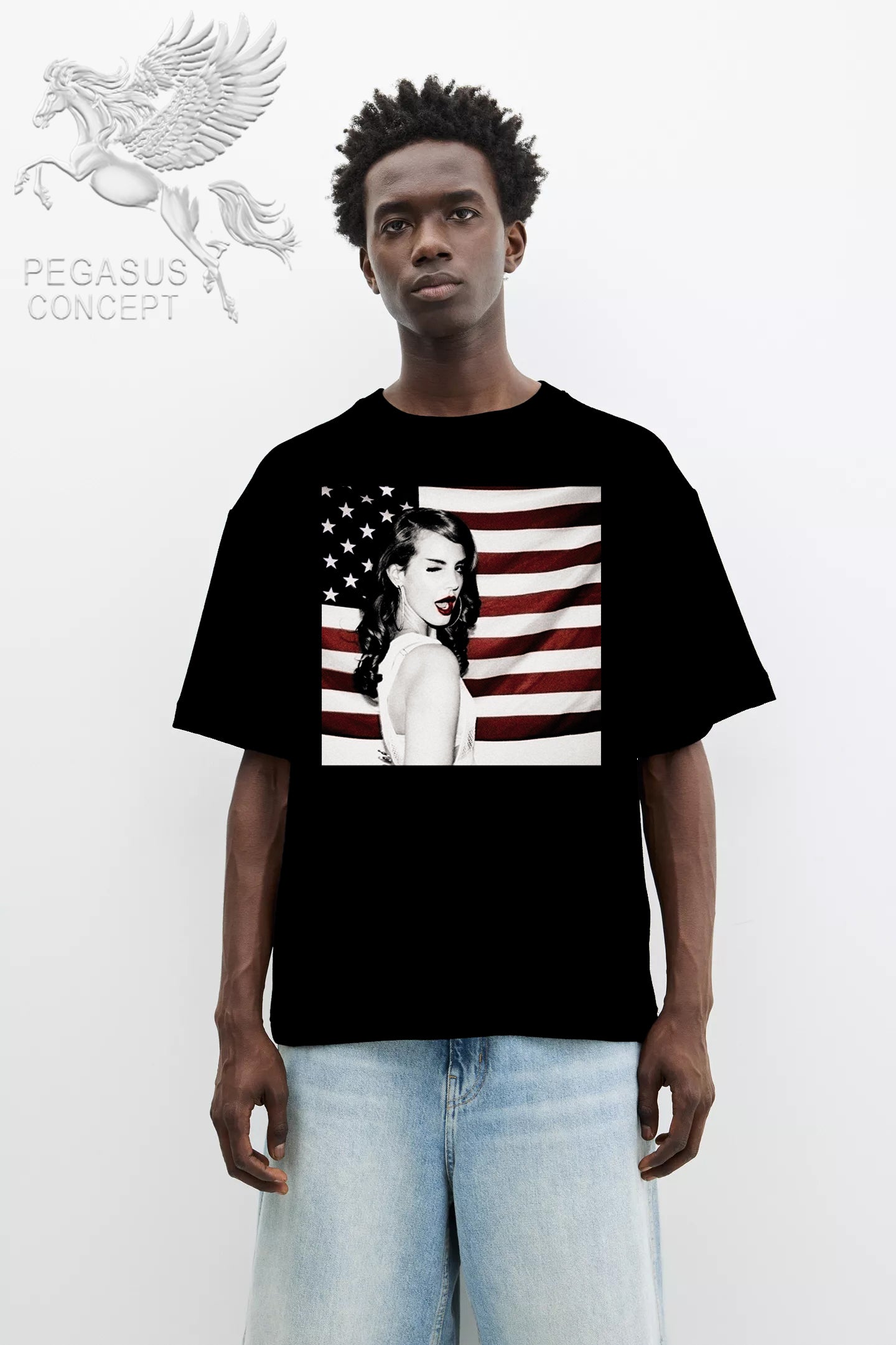 Μπλούζα μακό Premium ποιότητας σε χρώμα μαύρο με τύπωμα Lana Del Ray