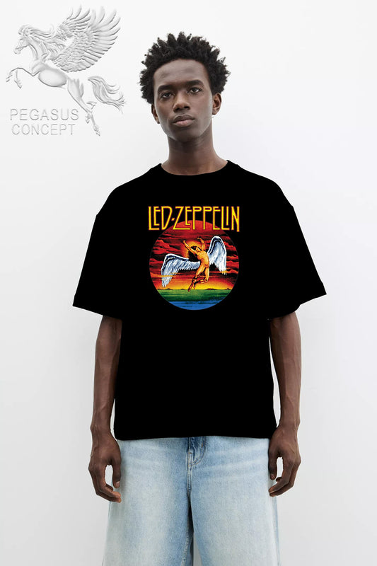 Μπλούζα μακό Premium ποιότητας σε χρώμα μαύρο με τύπωμα Led Zeppelin