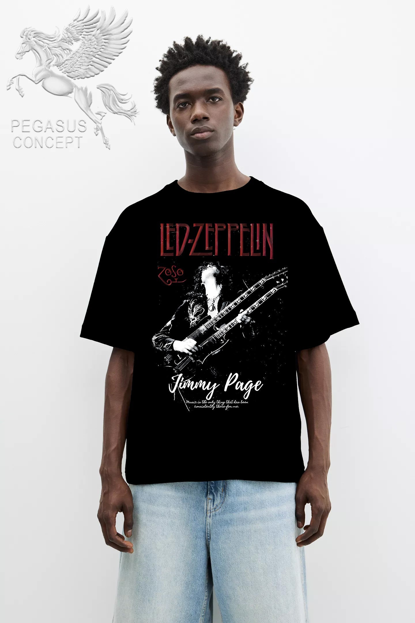 Μπλούζα μακό Premium ποιότητας σε χρώμα μαύρο με τύπωμα Led Zeppelin