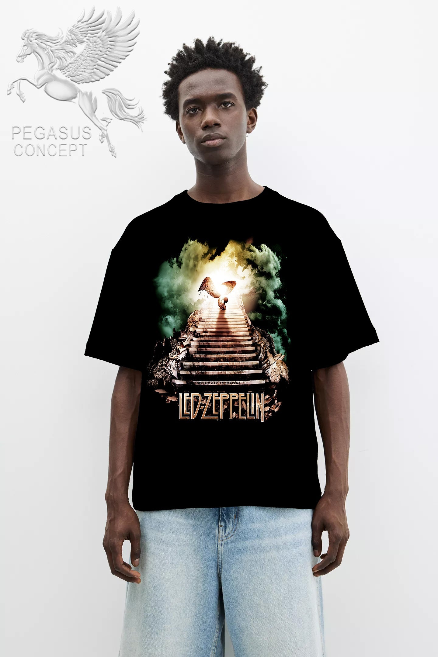 Μπλούζα μακό Premium ποιότητας σε χρώμα μαύρο με τύπωμα Led Zeppelin- Staiway to Heaven