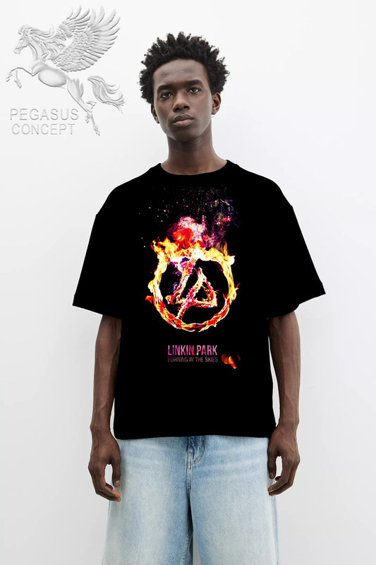 Μπλούζα μακό Premium ποιότητας σε χρώμα μαύρο με τύπωμα Linkin Park