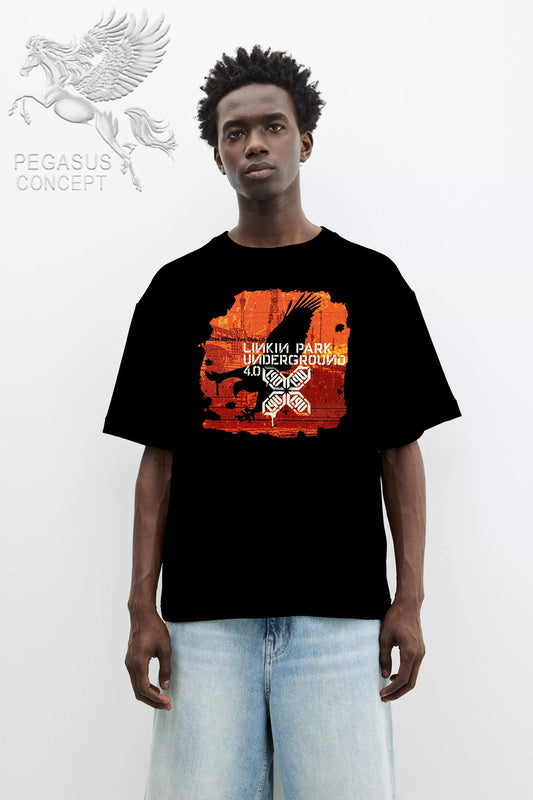 Μπλούζα μακό Premium ποιότητας σε χρώμα μαύρο με τύπωμα Linkin Park