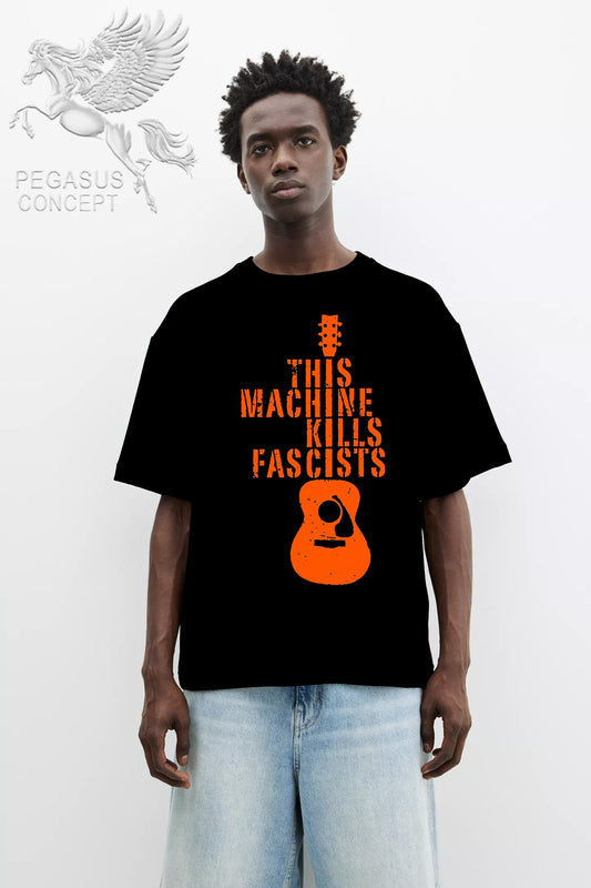 Μπλούζα μακό Premium ποιότητας σε χρώμα μαύρο με τύπωμα Music kills Facists