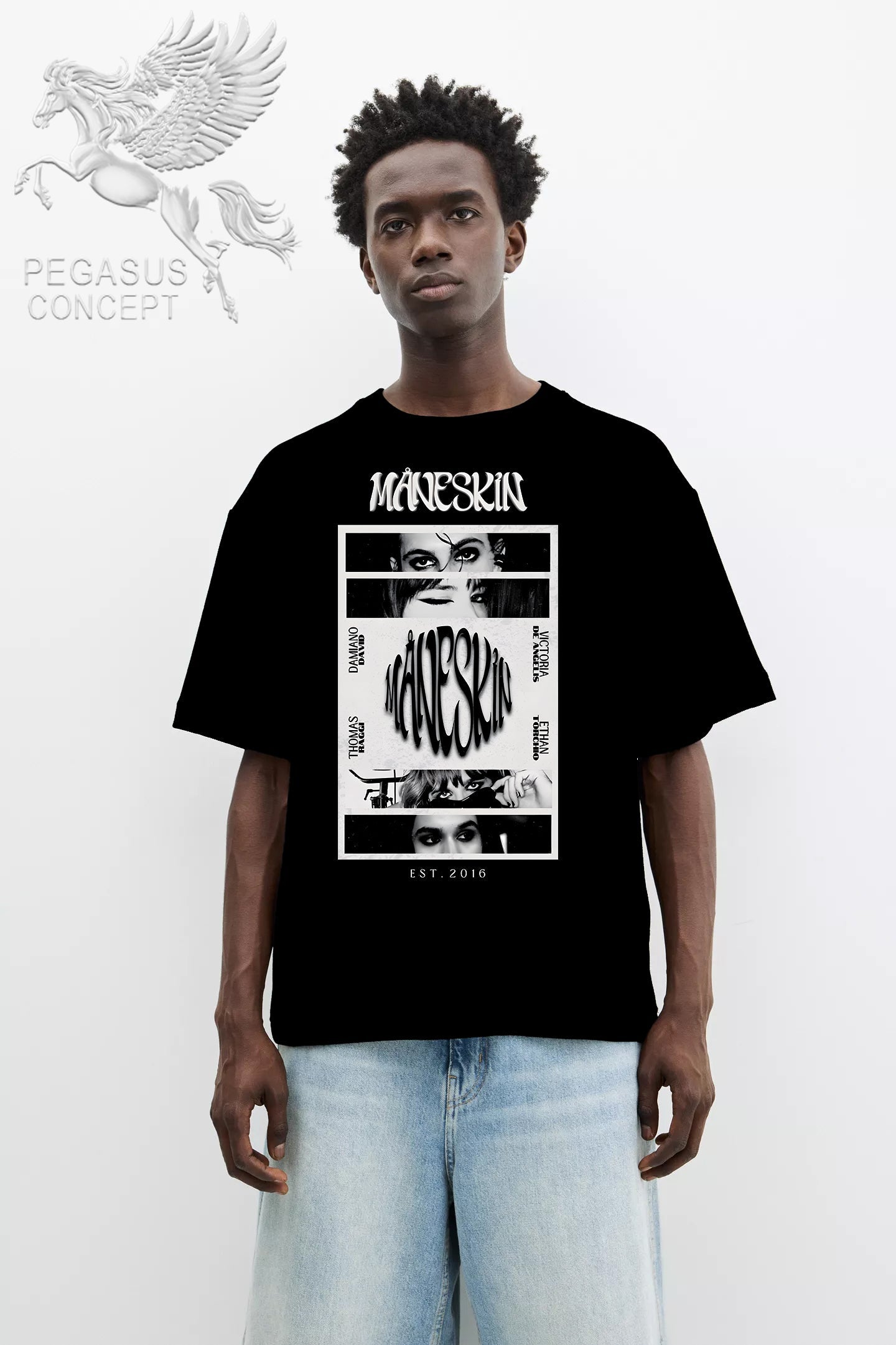 Μπλούζα μακό Premium ποιότητας σε χρώμα μαύρο με τύπωμα Maneskin