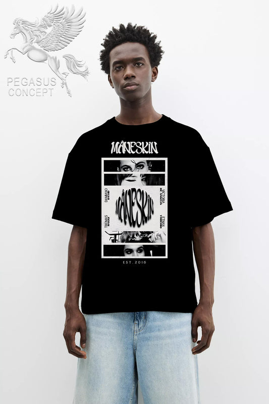 Μπλούζα μακό Premium ποιότητας σε χρώμα μαύρο με τύπωμα Maneskin