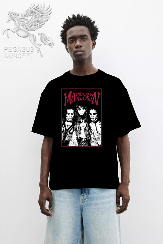 Μπλούζα μακό Premium ποιότητας σε χρώμα μαύρο με τύπωμα Maneskin