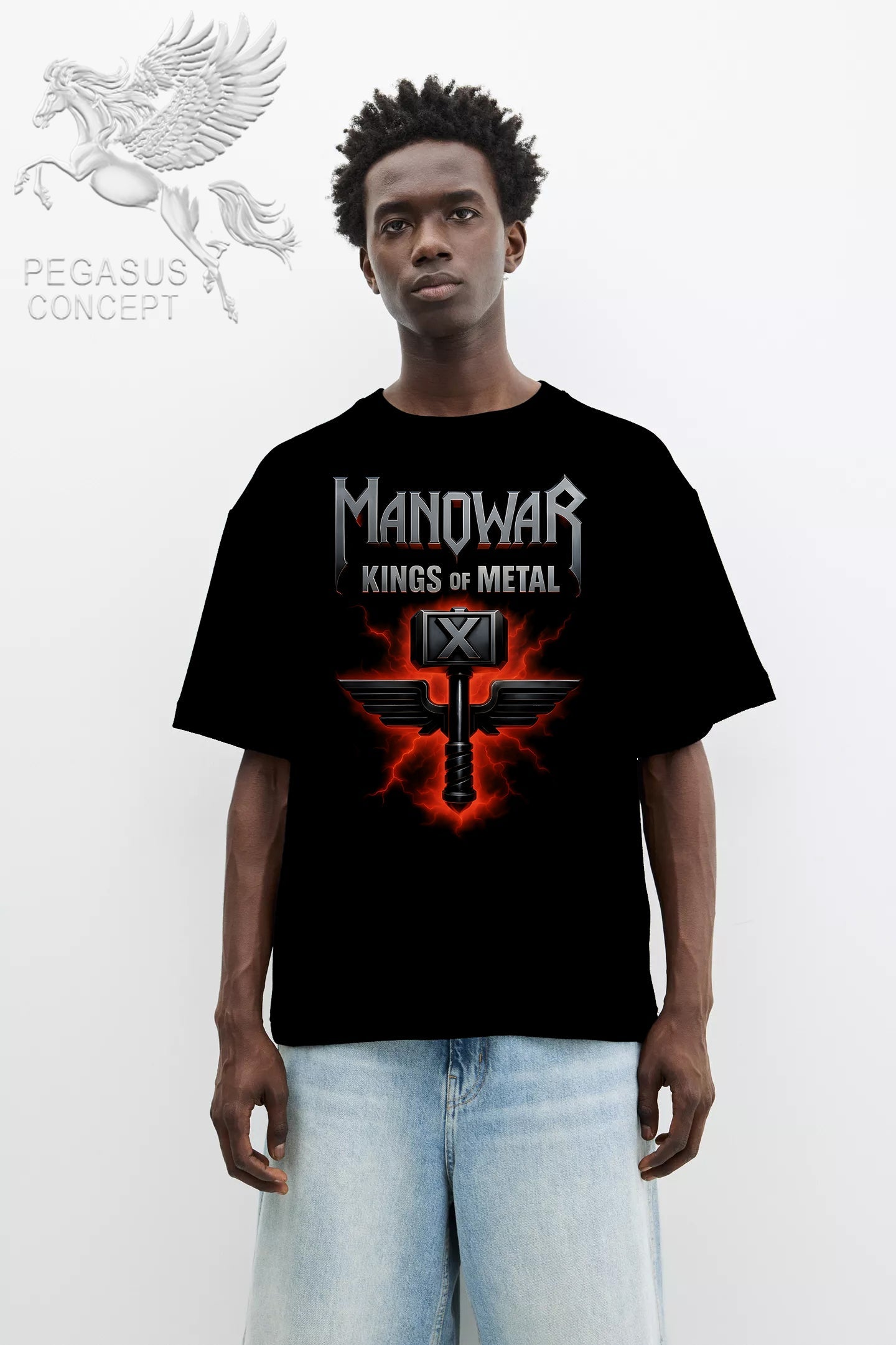 Μπλούζα μακό Premium ποιότητας σε χρώμα μαύρο με τύπωμα Manowar