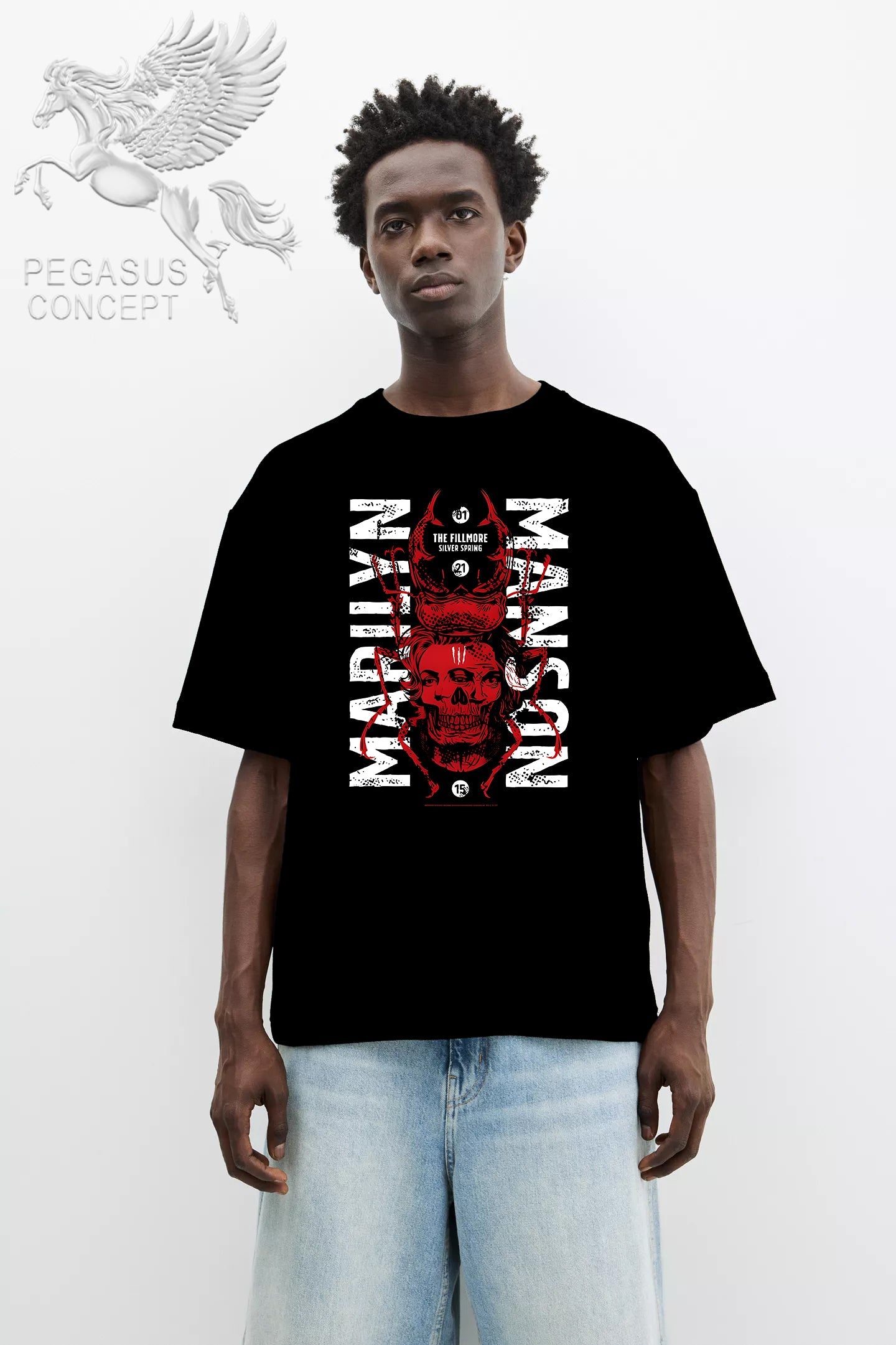 Μπλούζα μακό Premium ποιότητας σε χρώμα μαύρο με τύπωμα Marilyn Manson