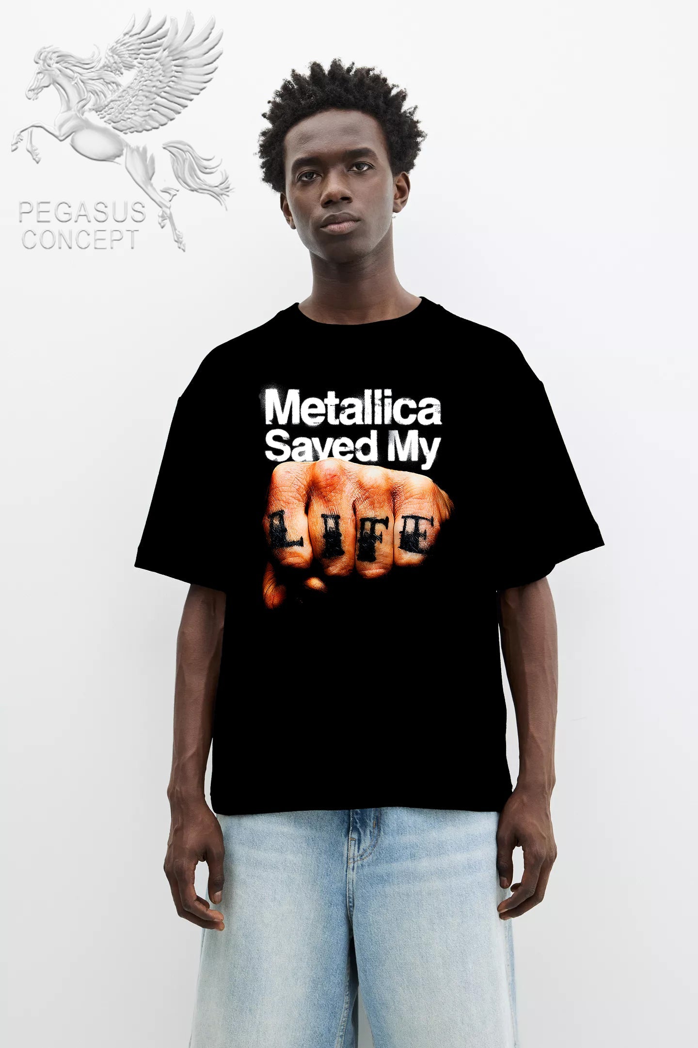 Μπλούζα μακό Premium ποιότητας σε χρώμα μαύρο με τύπωμα Metallica save my life