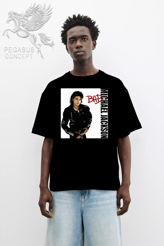 Μπλούζα μακό Premium ποιότητας σε χρώμα μαύρο με τύπωμα Michael Jackson Bad