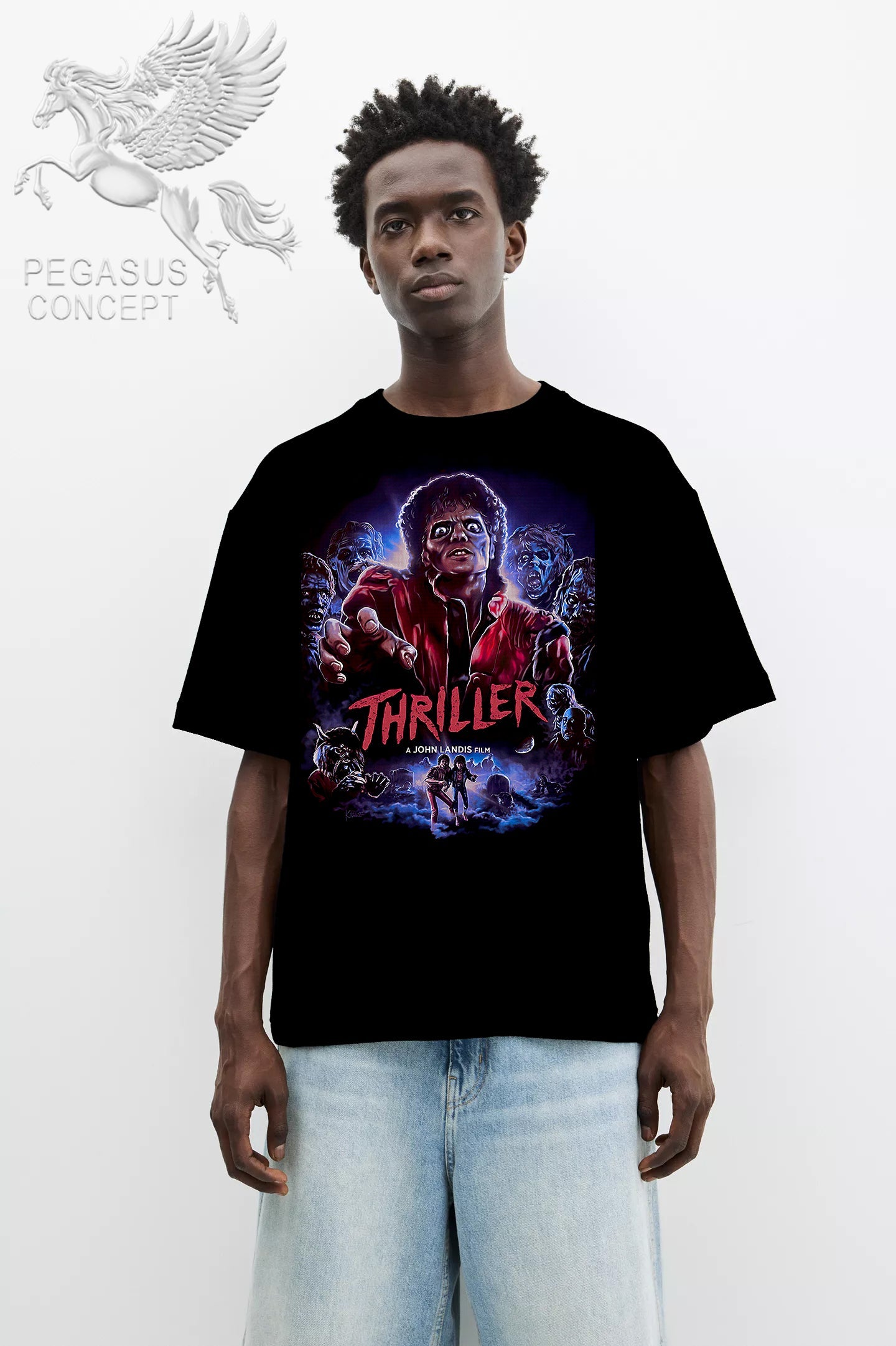 Μπλούζα μακό Premium ποιότητας σε χρώμα μαύρο με τύπωμα Michael Jackson- Thriller