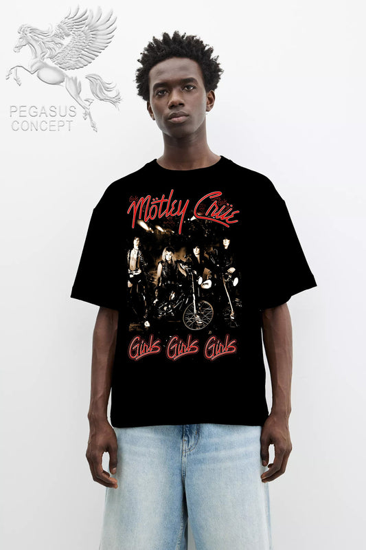 Μπλούζα μακό Premium ποιότητας σε χρώμα μαύρο με τύπωμα Motley Crue