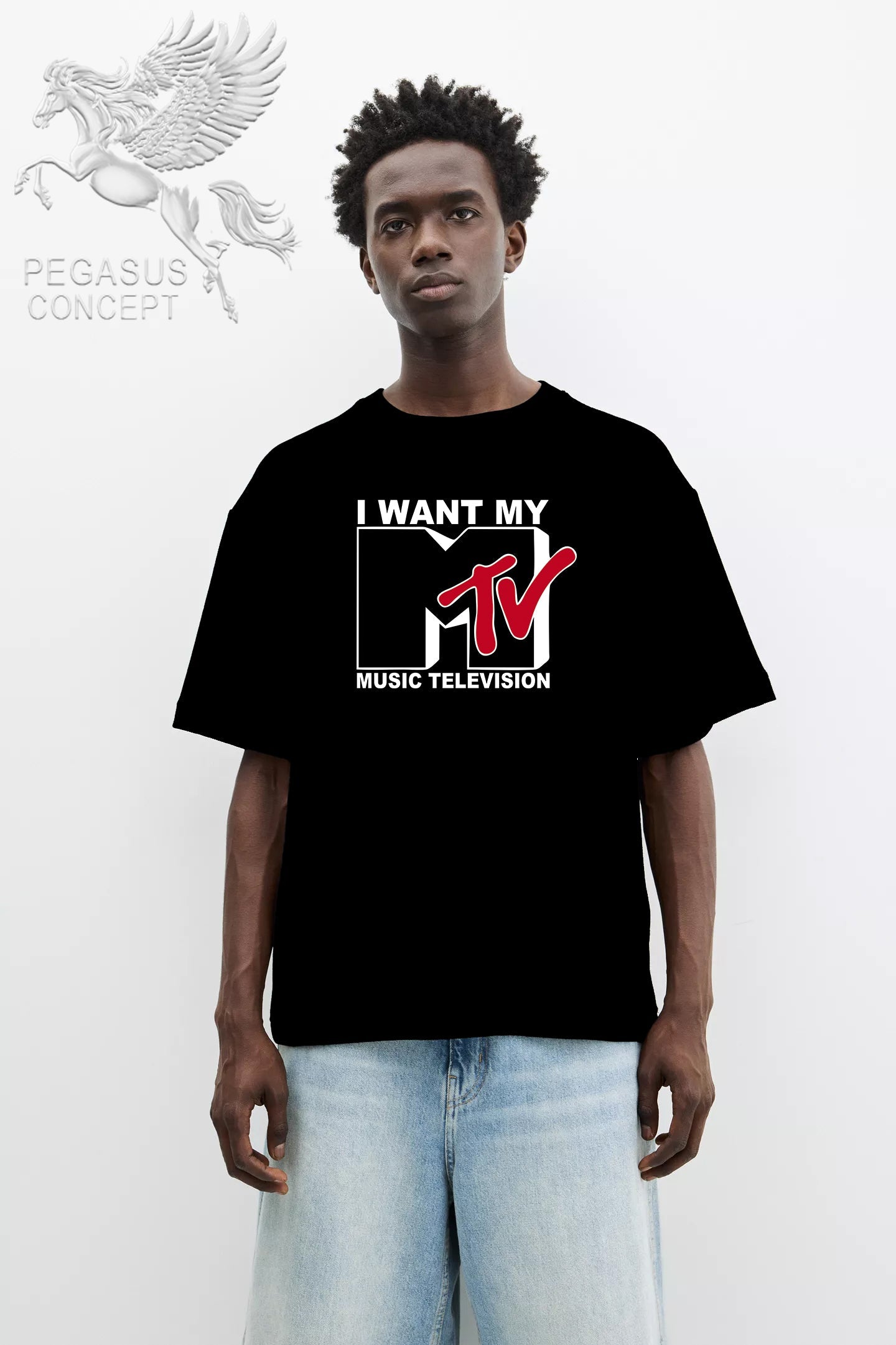 Μπλούζα μακό Premium ποιότητας σε χρώμα μαύρο με τύπωμα M Tv