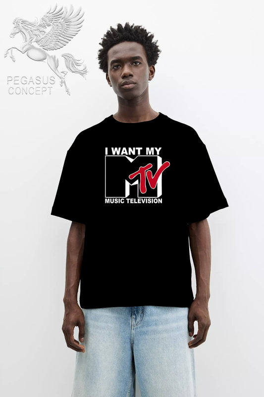 Μπλούζα μακό Premium ποιότητας σε χρώμα μαύρο με τύπωμα M Tv