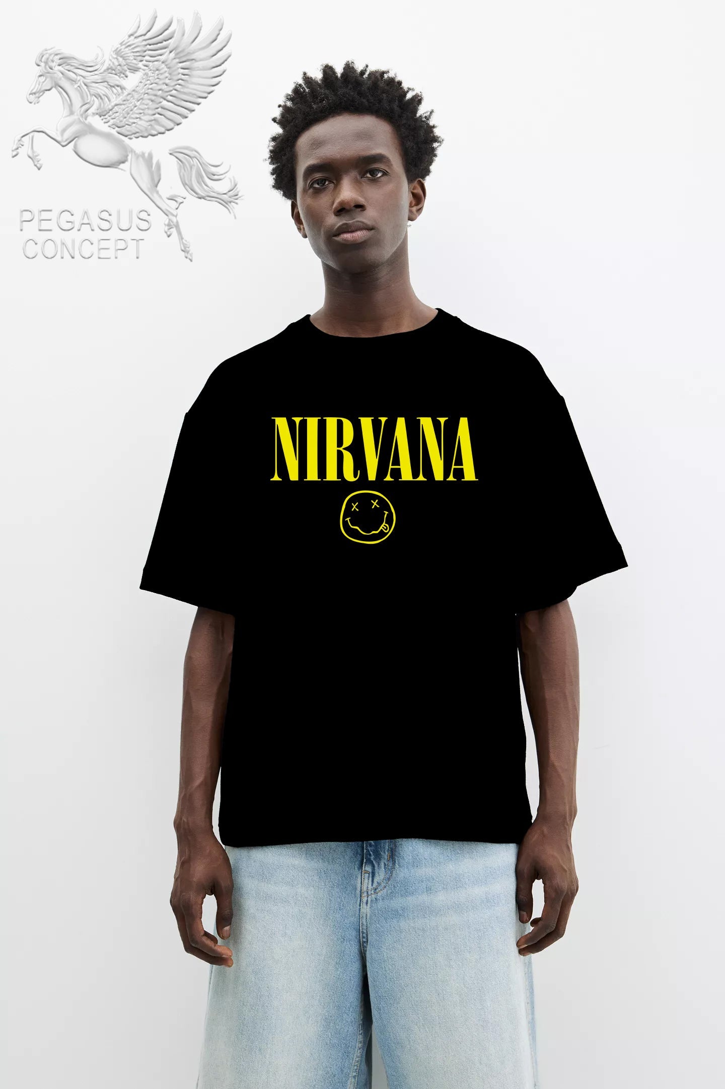 Μπλούζα μακό Premium ποιότητας σε χρώμα μαύρο με τύπωμα Nirvana