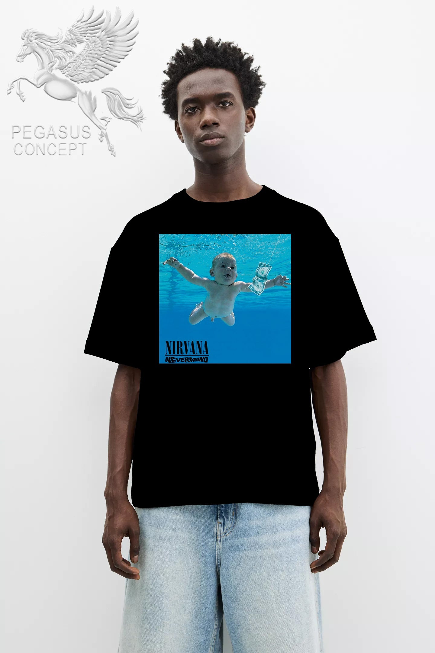 Μπλούζα μακό Premium ποιότητας σε χρώμα μαύρο με τύπωμα Nirvana