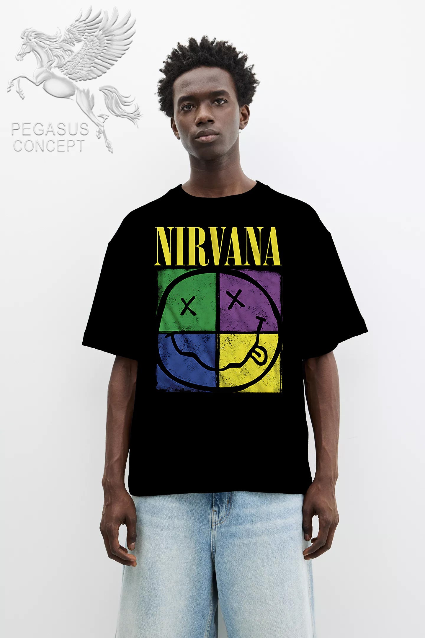 Μπλούζα μακό Premium ποιότητας σε χρώμα μαύρο με τύπωμα Nirvana