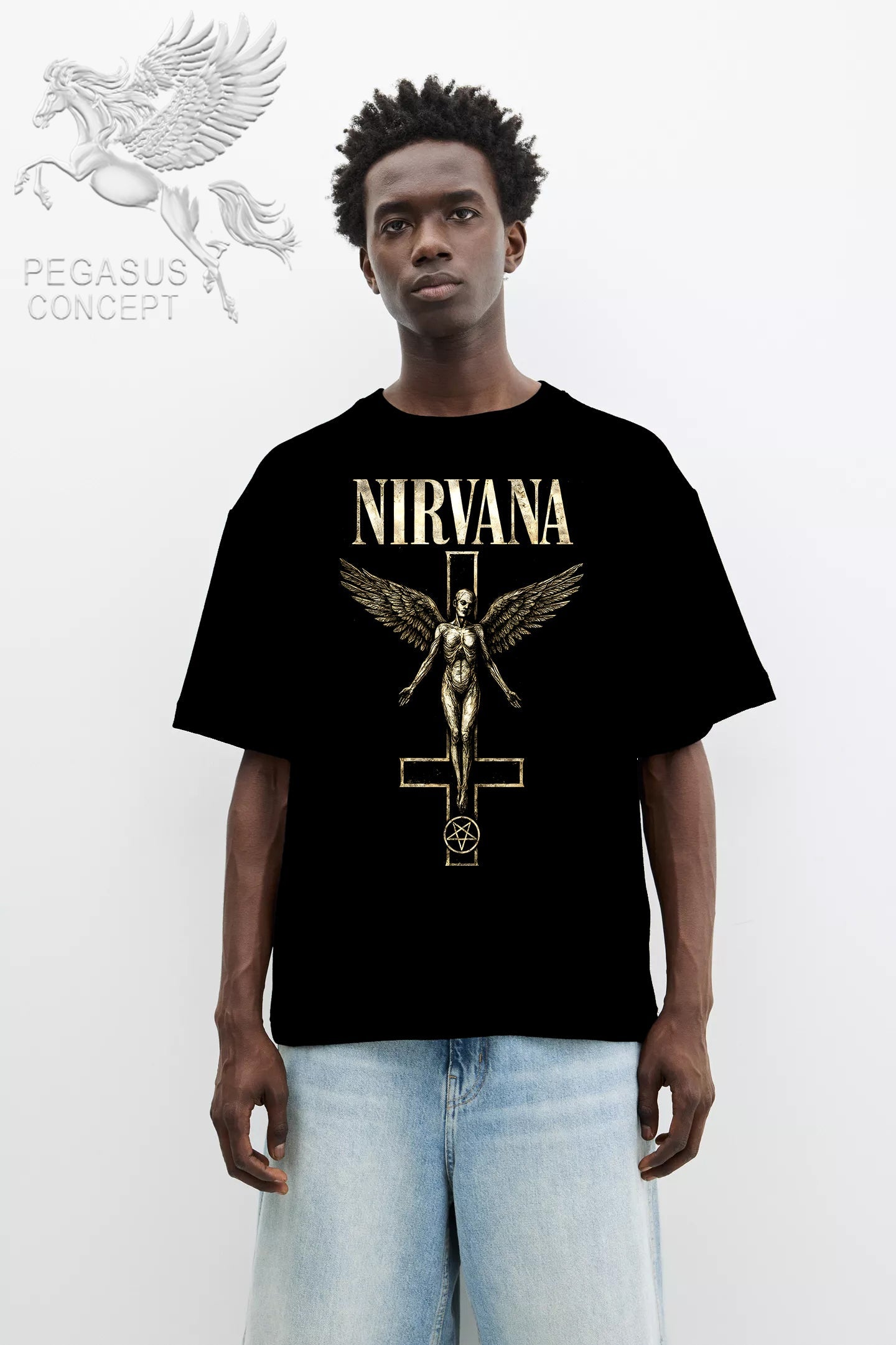 Μπλούζα μακό Premium ποιότητας σε χρώμα μαύρο με τύπωμα Nirvana