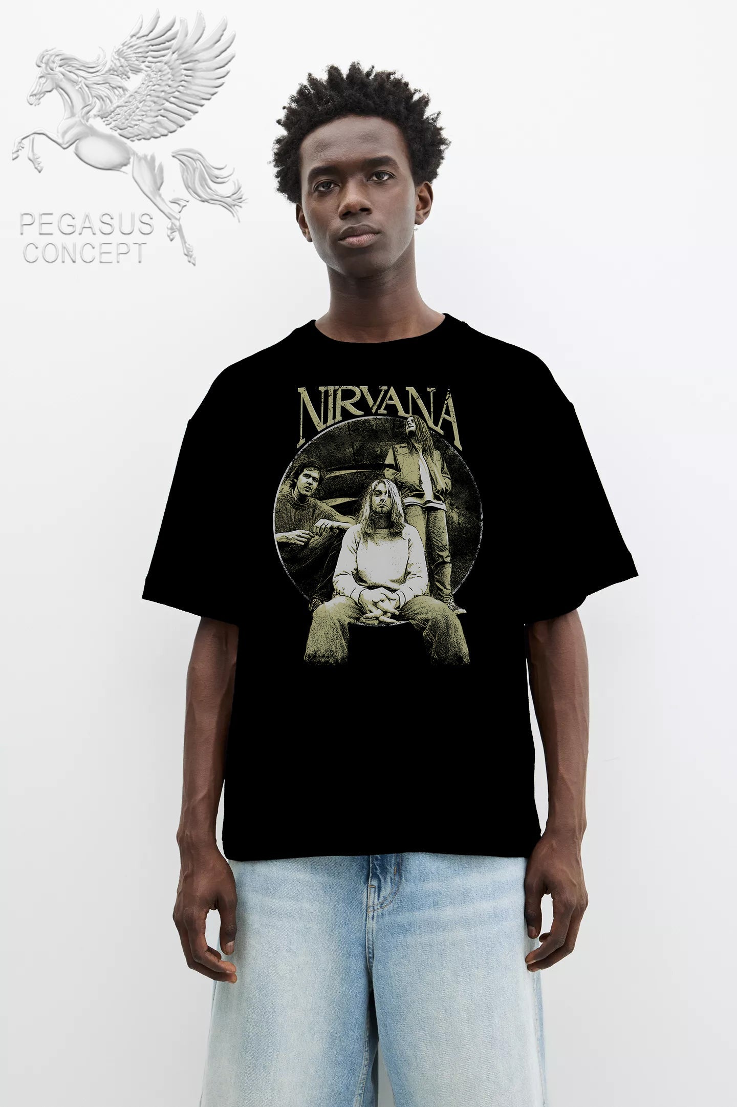 Μπλούζα μακό Premium ποιότητας σε χρώμα μαύρο με τύπωμα Nirvana