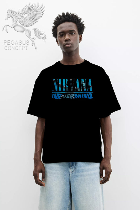Μπλούζα μακό Premium ποιότητας σε χρώμα μαύρο με τύπωμα Nirvana