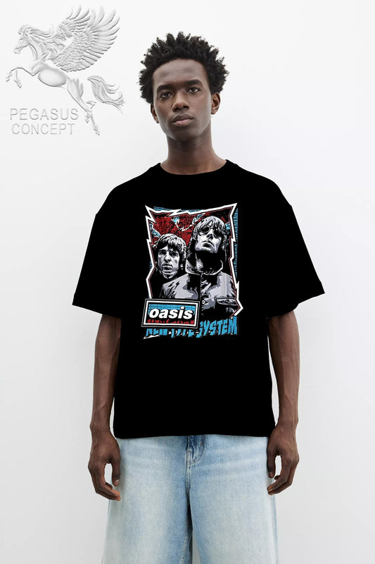 Μπλούζα μακό Premium ποιότητας σε χρώμα μαύρο με τύπωμα Oasis