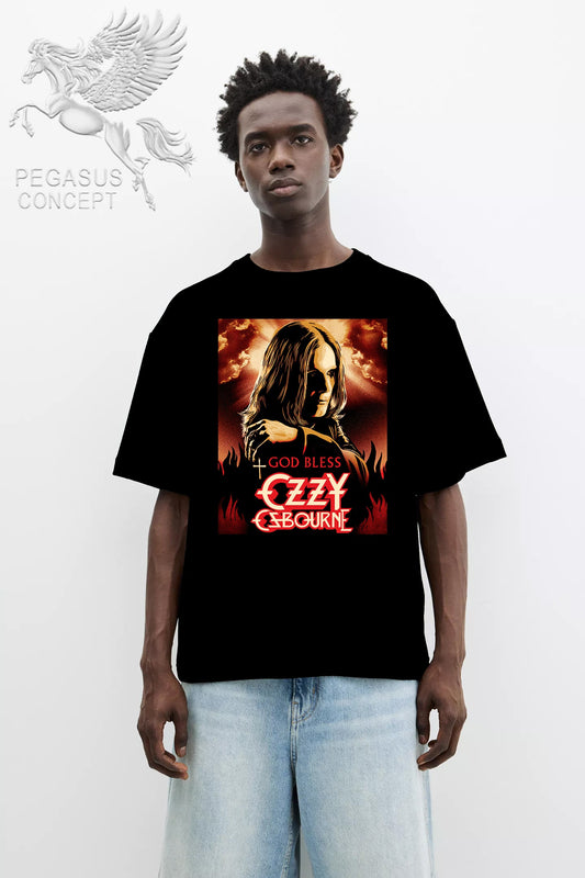 Μπλούζα μακό Premium ποιότητας σε χρώμα μαύρο με τύπωμα Ozzy Ozborne