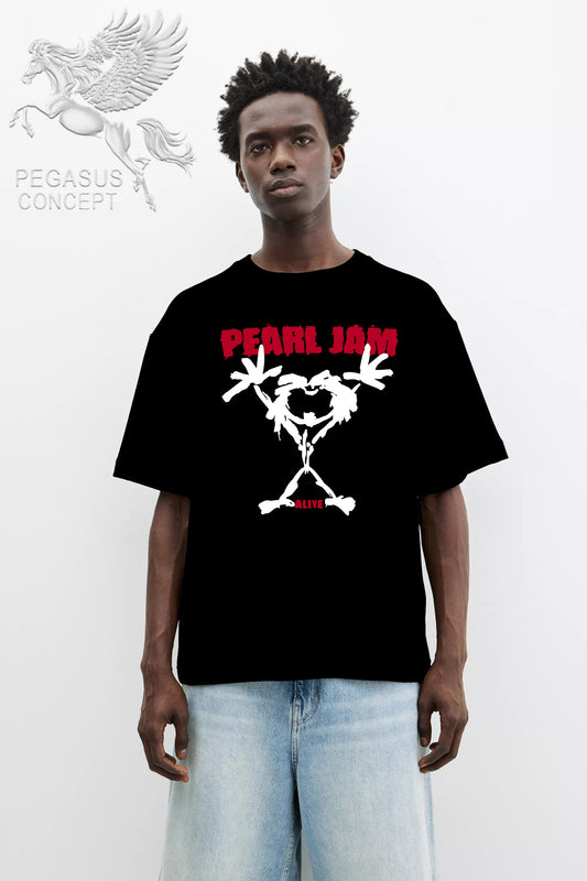 Μπλούζα μακό Premium ποιότητας σε χρώμα μαύρο με τύπωμα Pearl Jam