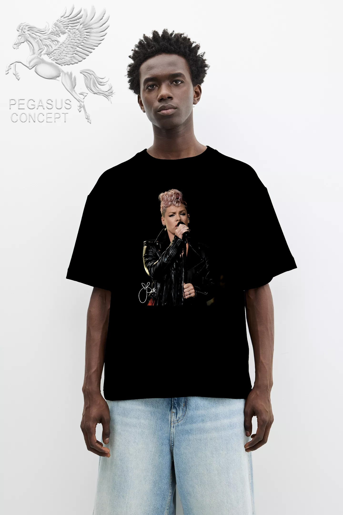 Μπλούζα μακό Premium ποιότητας σε χρώμα μαύρο με τύπωμα Pink