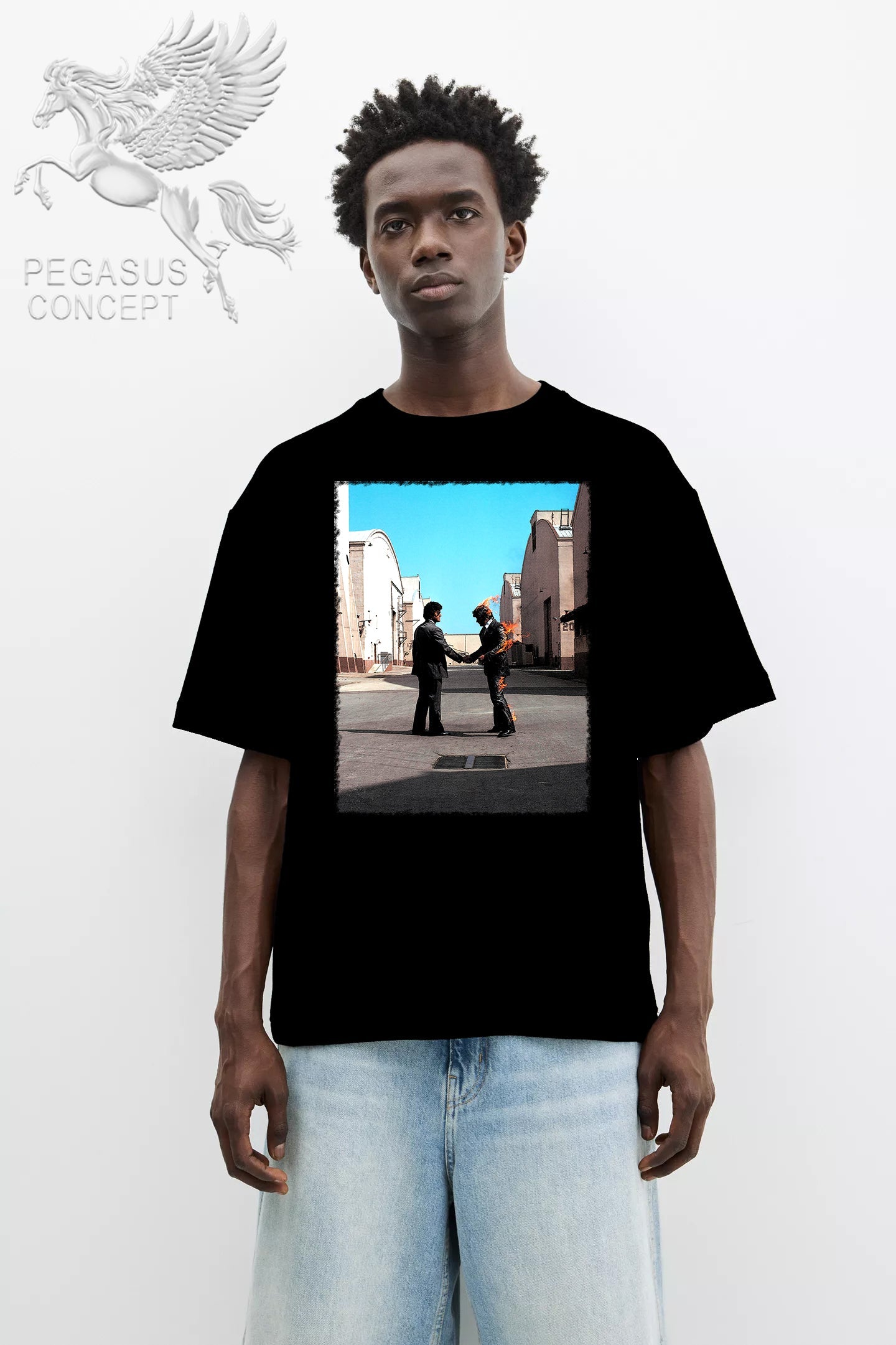 Μπλούζα μακό Premium ποιότητας σε χρώμα μαύρο με τύπωμα Pink Floyd